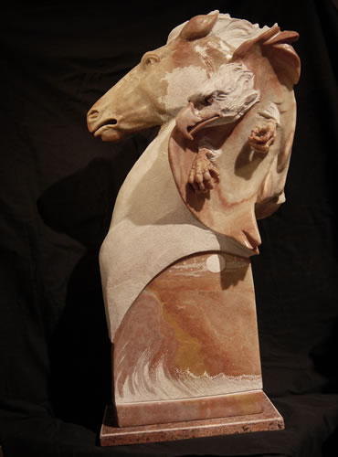 "Earth, Wind, Fire, Water" Utah Alabaster Sculpture by Alvin Marshall of Rowe Gallery